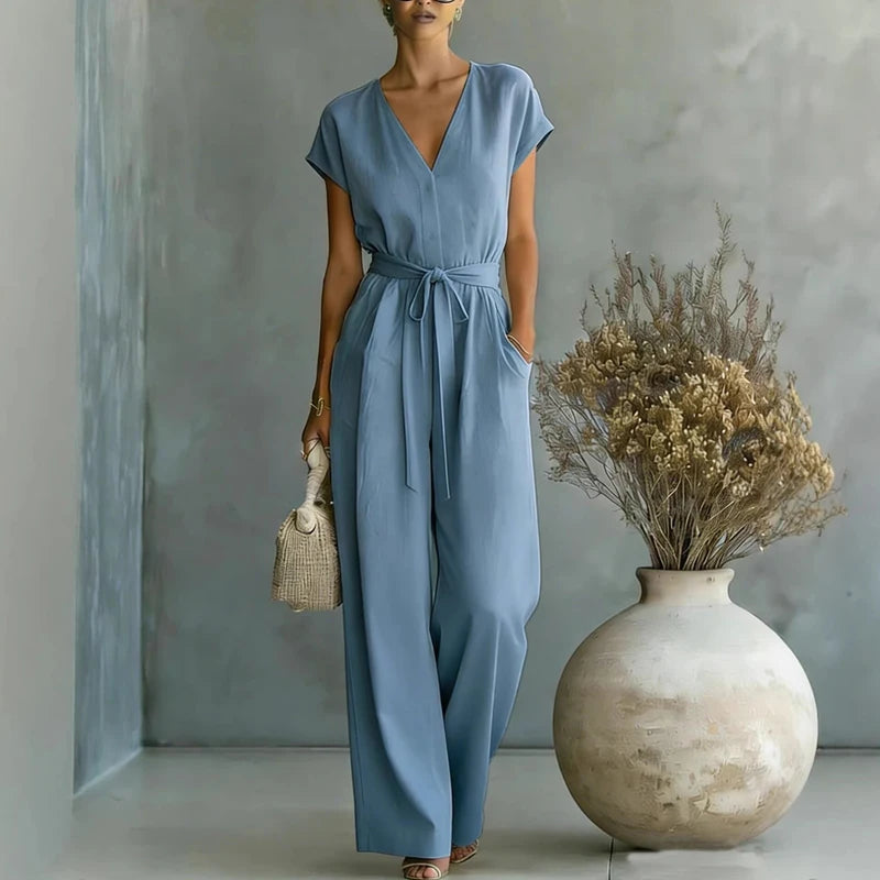 Women's Lightweight Linen Jumpsuit | Elegant Relaxed Wide-Leg Design 4
