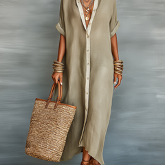 Women's Lightweight Linen Maxi Dress | Effortless Relaxed Fit Summer Style 0