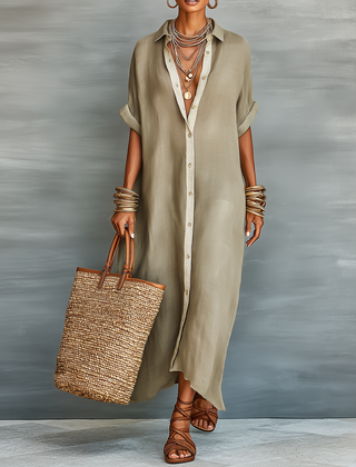 Women's Lightweight Linen Maxi Dress | Effortless Relaxed Fit Summer Style 0