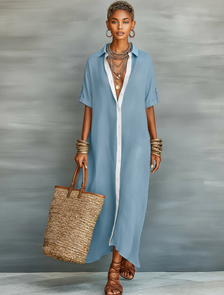 Women's Lightweight Linen Maxi Dress | Effortless Relaxed Fit Summer Style 1