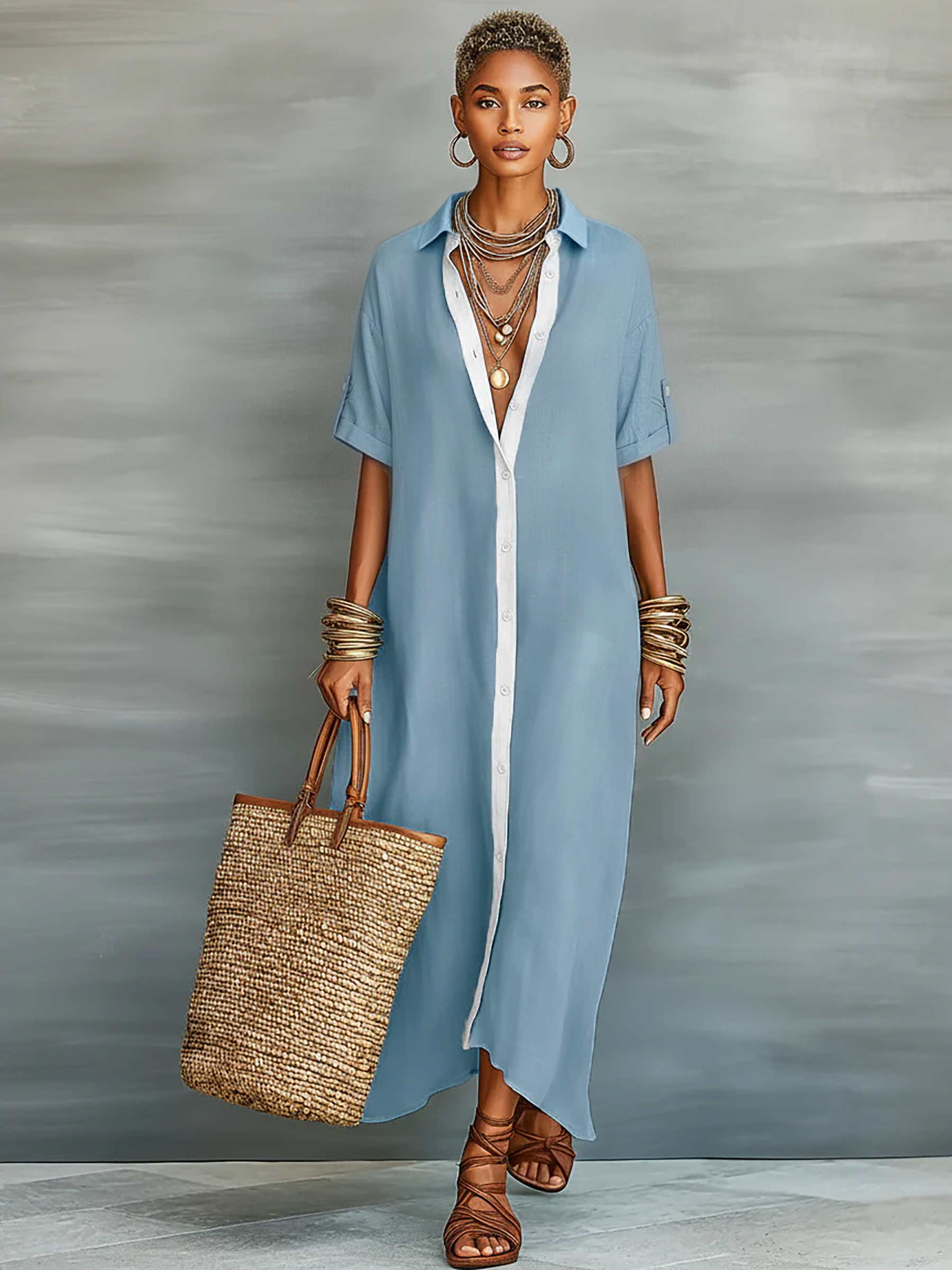 Women's Lightweight Linen Maxi Dress | Effortless Relaxed Fit Summer Style 1