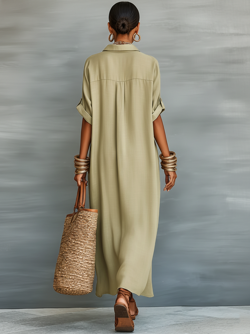 Women's Lightweight Linen Maxi Dress | Effortless Relaxed Fit Summer Style 3