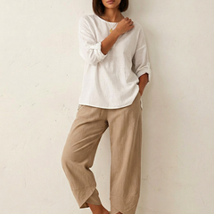 Women's Lightweight Linen Palazzo Pants | Elegant Wide Leg Trousers for Effortless Style 0
