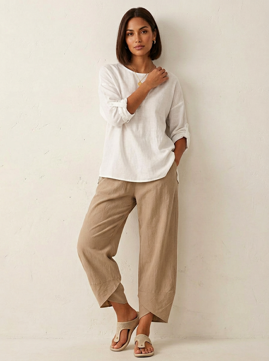 Women's Lightweight Linen Palazzo Pants | Elegant Wide Leg Trousers for Effortless Style 0