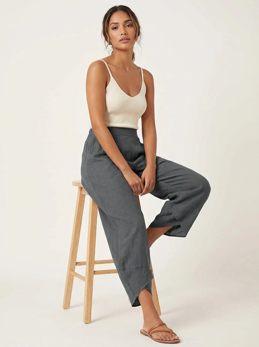 Women's Lightweight Linen Palazzo Pants | Elegant Wide Leg Trousers for Effortless Style 1