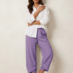 Women's Lightweight Linen Palazzo Pants | Elegant Wide Leg Trousers for Effortless Style 2