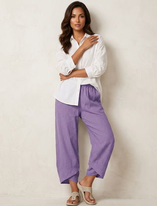 Women's Lightweight Linen Palazzo Pants | Elegant Wide Leg Trousers for Effortless Style 2