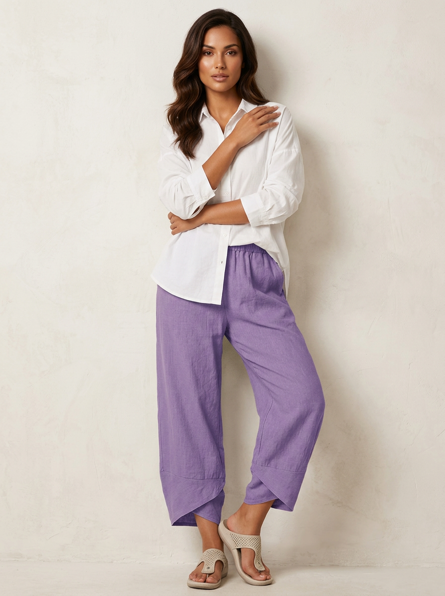 Women's Lightweight Linen Palazzo Pants | Elegant Wide Leg Trousers for Effortless Style 2