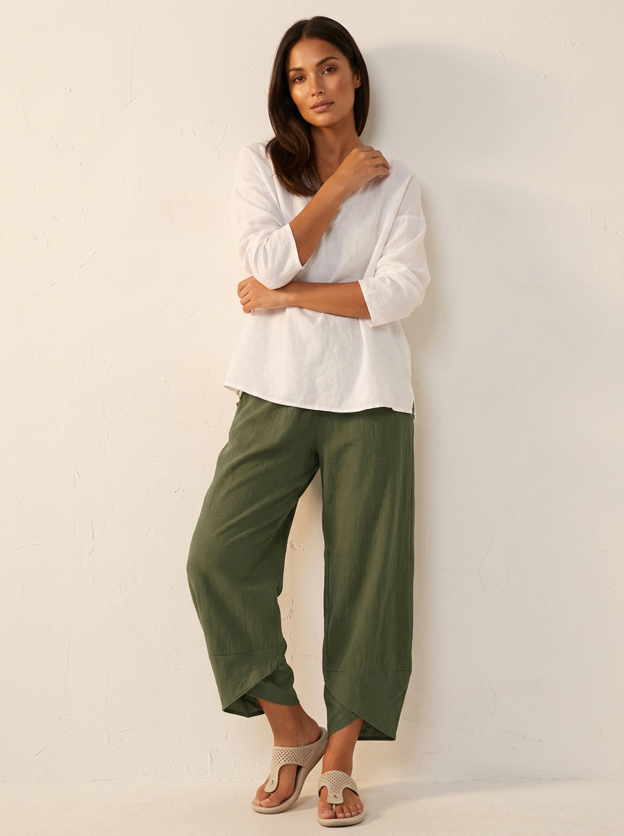 Women's Lightweight Linen Palazzo Pants | Elegant Wide Leg Trousers for Effortless Style 3