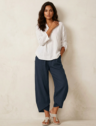 Women's Lightweight Linen Palazzo Pants | Elegant Wide Leg Trousers for Effortless Style 4