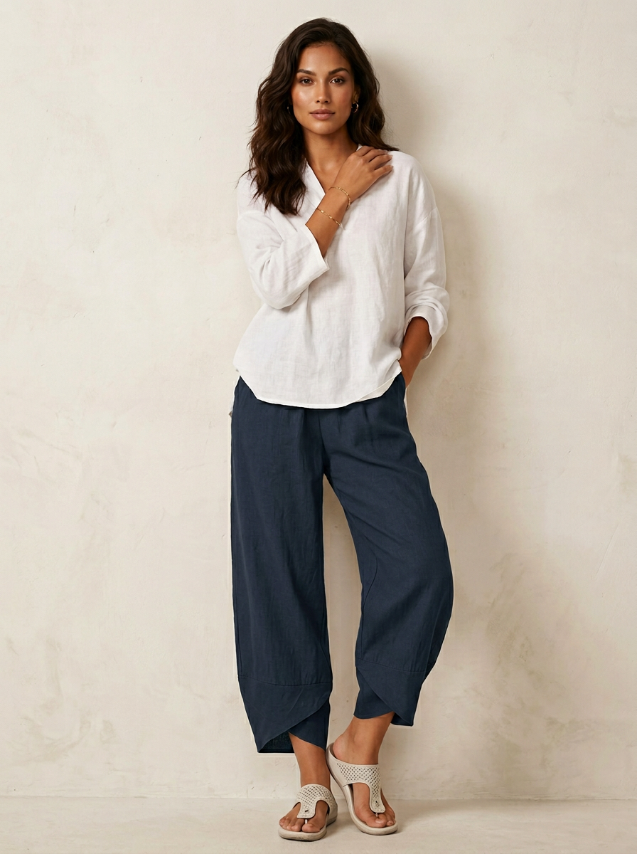 Women's Lightweight Linen Palazzo Pants | Elegant Wide Leg Trousers for Effortless Style 4