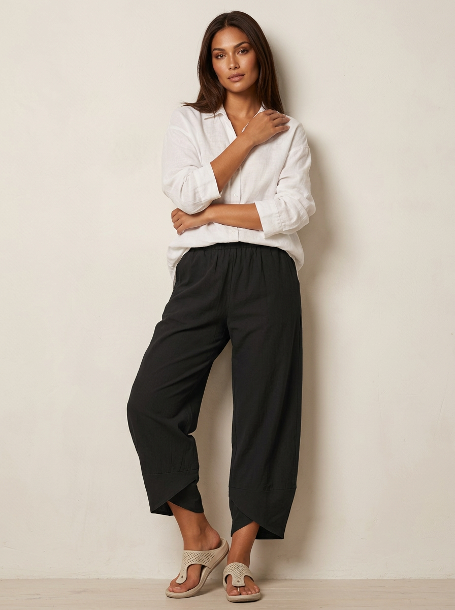 Women's Lightweight Linen Palazzo Pants | Elegant Wide Leg Trousers for Effortless Style 5