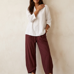 Women's Lightweight Linen Palazzo Pants | Elegant Wide Leg Trousers for Effortless Style 6