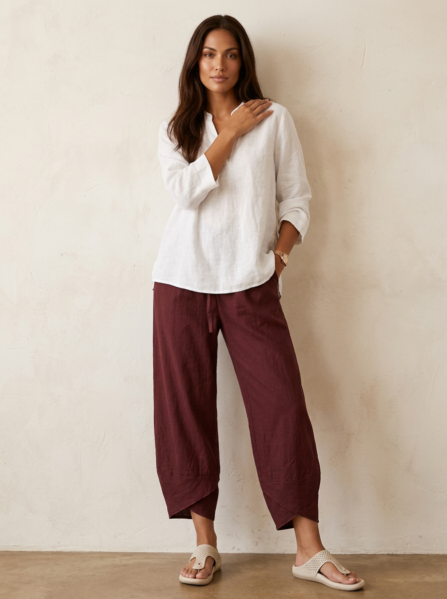 Women's Lightweight Linen Palazzo Pants | Elegant Wide Leg Trousers for Effortless Style 6