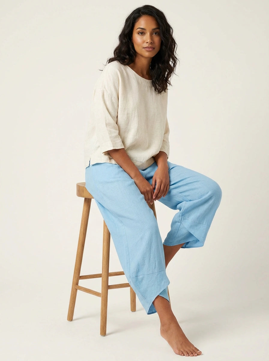 Women's Lightweight Linen Palazzo Pants | Elegant Wide Leg Trousers for Effortless Style 8