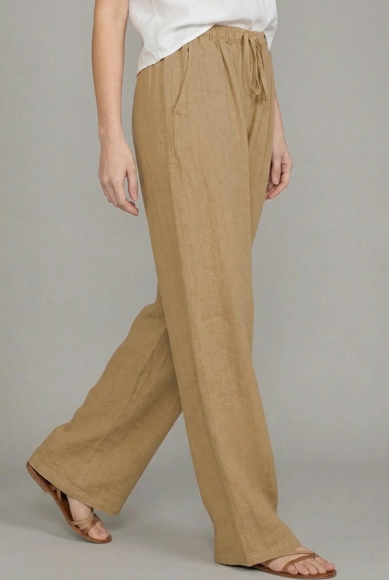 Women's Lightweight Linen Wide Leg Pants | Stylish Summer Trousers with Pockets 1