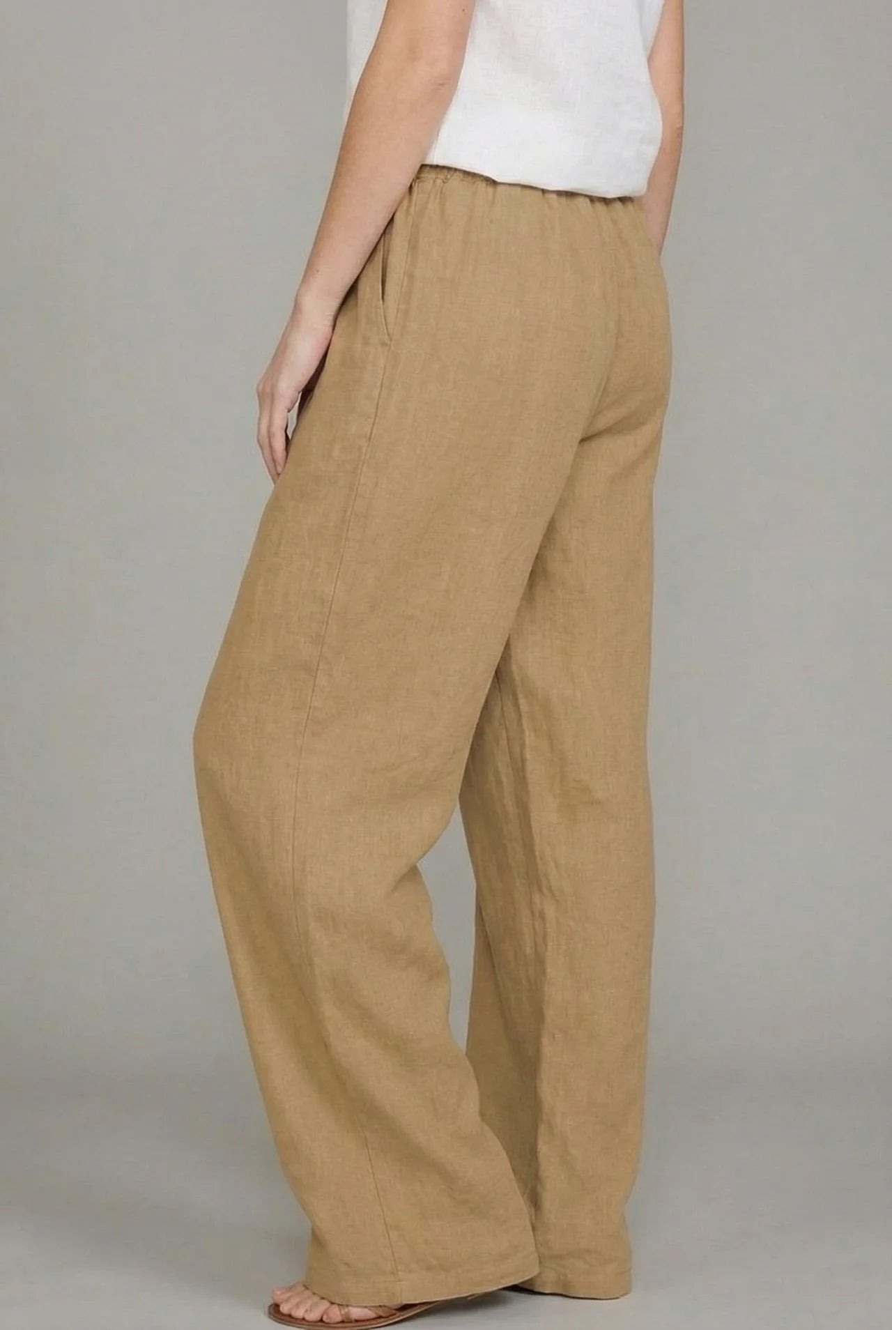 Women's Lightweight Linen Wide Leg Pants | Stylish Summer Trousers with Pockets 2