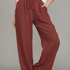 Women's Lightweight Linen Wide Leg Pants | Stylish Summer Trousers with Pockets 3