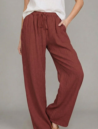 Women's Lightweight Linen Wide Leg Pants | Stylish Summer Trousers with Pockets 3