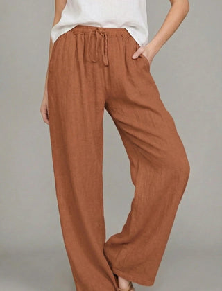 Women's Lightweight Linen Wide Leg Pants | Stylish Summer Trousers with Pockets 4