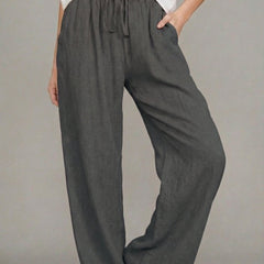 Women's Lightweight Linen Wide Leg Pants | Stylish Summer Trousers with Pockets 5