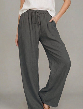 Women's Lightweight Linen Wide Leg Pants | Stylish Summer Trousers with Pockets 5