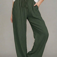Women's Lightweight Linen Wide Leg Pants | Stylish Summer Trousers with Pockets 6