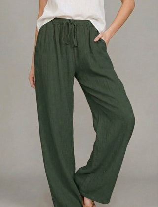 Women's Lightweight Linen Wide Leg Pants | Stylish Summer Trousers with Pockets 6