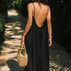 Women's Lightweight Maxi Dress | Elegant Backless Summer Gown 0