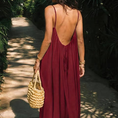 Women's Lightweight Maxi Dress | Elegant Backless Summer Gown 1