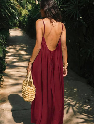 Women's Lightweight Maxi Dress | Elegant Backless Summer Gown 1
