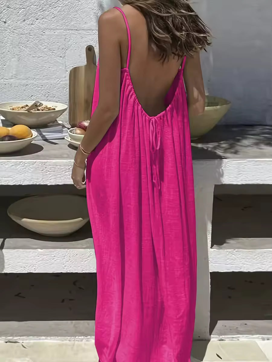 Women's Lightweight Maxi Dress | Elegant Backless Summer Gown 9