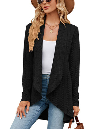 Women's Lightweight Open Front Cardigan | Elegant Black Layering Sweater 6