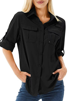 Women's Lightweight Polyester Sun Protection Shirt | Comfortable Long Sleeve Outdoor Top 5