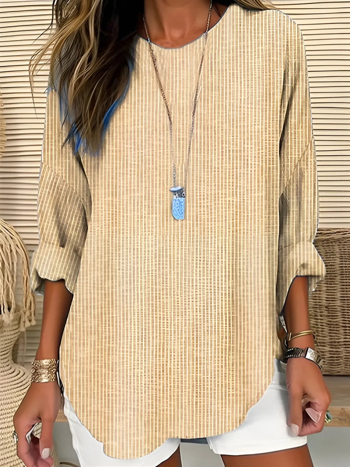 Women's Lightweight Striped Blouse | Relaxed-Fit Long Sleeve Summer Top 1