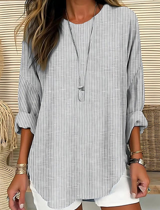 Women's Lightweight Striped Blouse | Relaxed-Fit Long Sleeve Summer Top 2