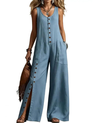 Women's Lightweight V-Neck Jumpsuit | Elegant Relaxed Wide-Leg Summer Outfit 1