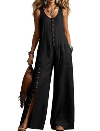 Women's Lightweight V-Neck Jumpsuit | Elegant Relaxed Wide-Leg Summer Outfit 2