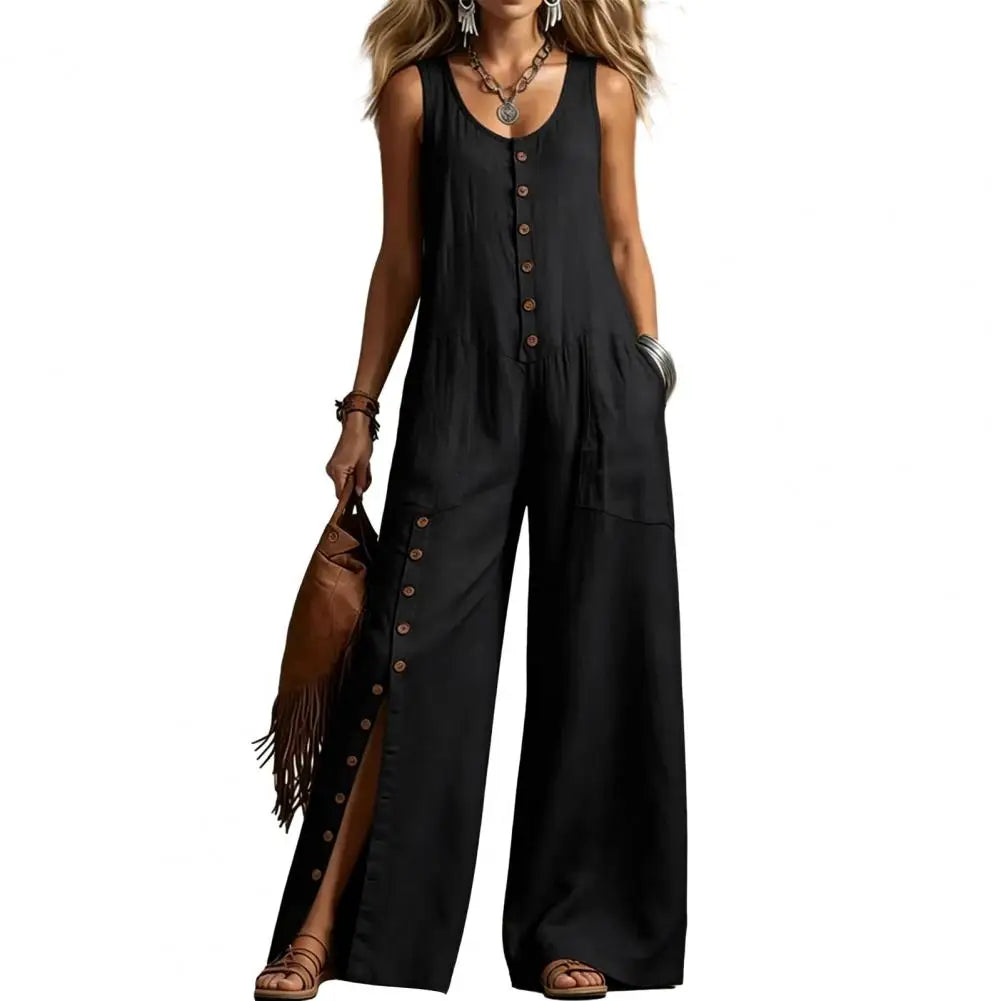 Women's Lightweight V-Neck Jumpsuit | Elegant Relaxed Wide-Leg Summer Outfit 2