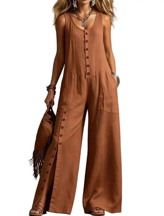 Women's Lightweight V-Neck Jumpsuit | Elegant Relaxed Wide-Leg Summer Outfit 3
