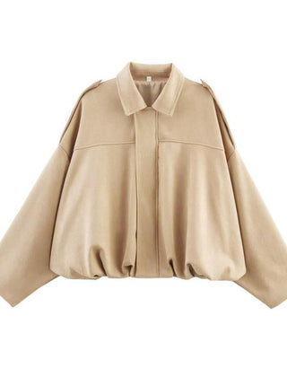 Women's Luxurious Faux Suede Bomber Jacket | Vintage-Inspired Oversized Outerwear 4