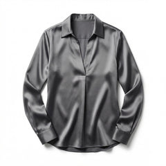 Women's Luxurious Satin Blouse | Elegant Long Sleeve Top with V-Neck Design 0