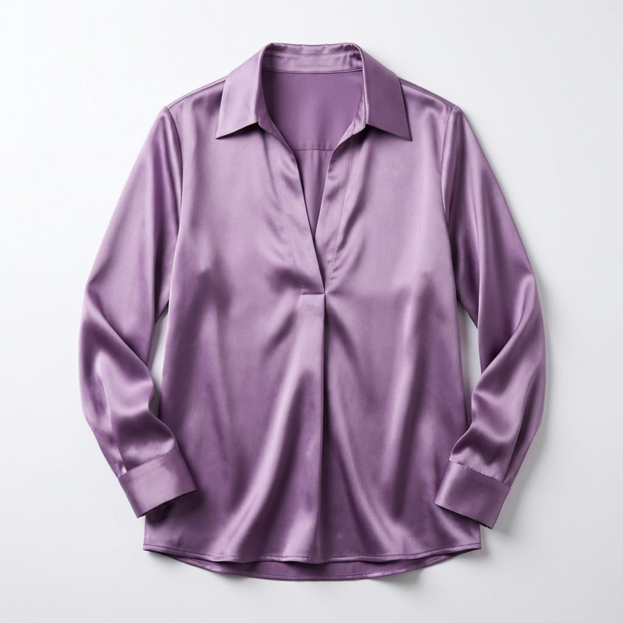 Women's Luxurious Satin Blouse | Elegant Long Sleeve Top with V-Neck Design 10