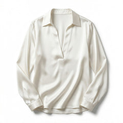 Women's Luxurious Satin Blouse | Elegant Long Sleeve Top with V-Neck Design 11