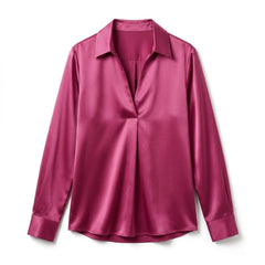 Women's Luxurious Satin Blouse | Elegant Long Sleeve Top with V-Neck Design 13
