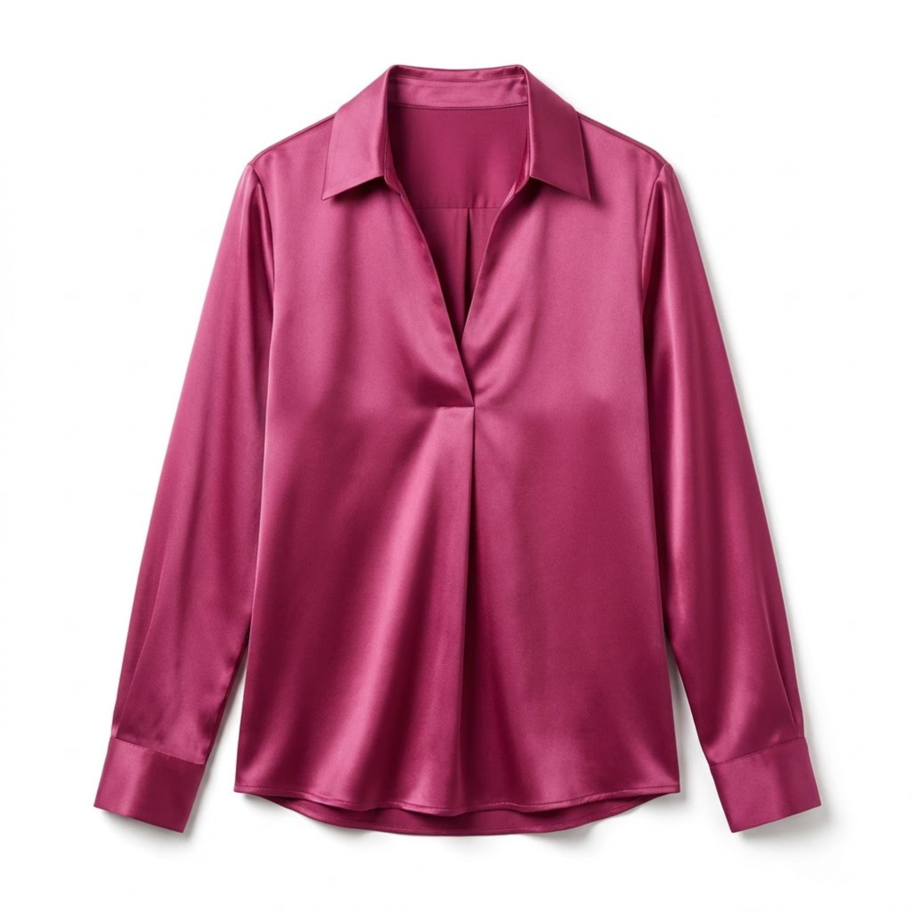 Women's Luxurious Satin Blouse | Elegant Long Sleeve Top with V-Neck Design 13