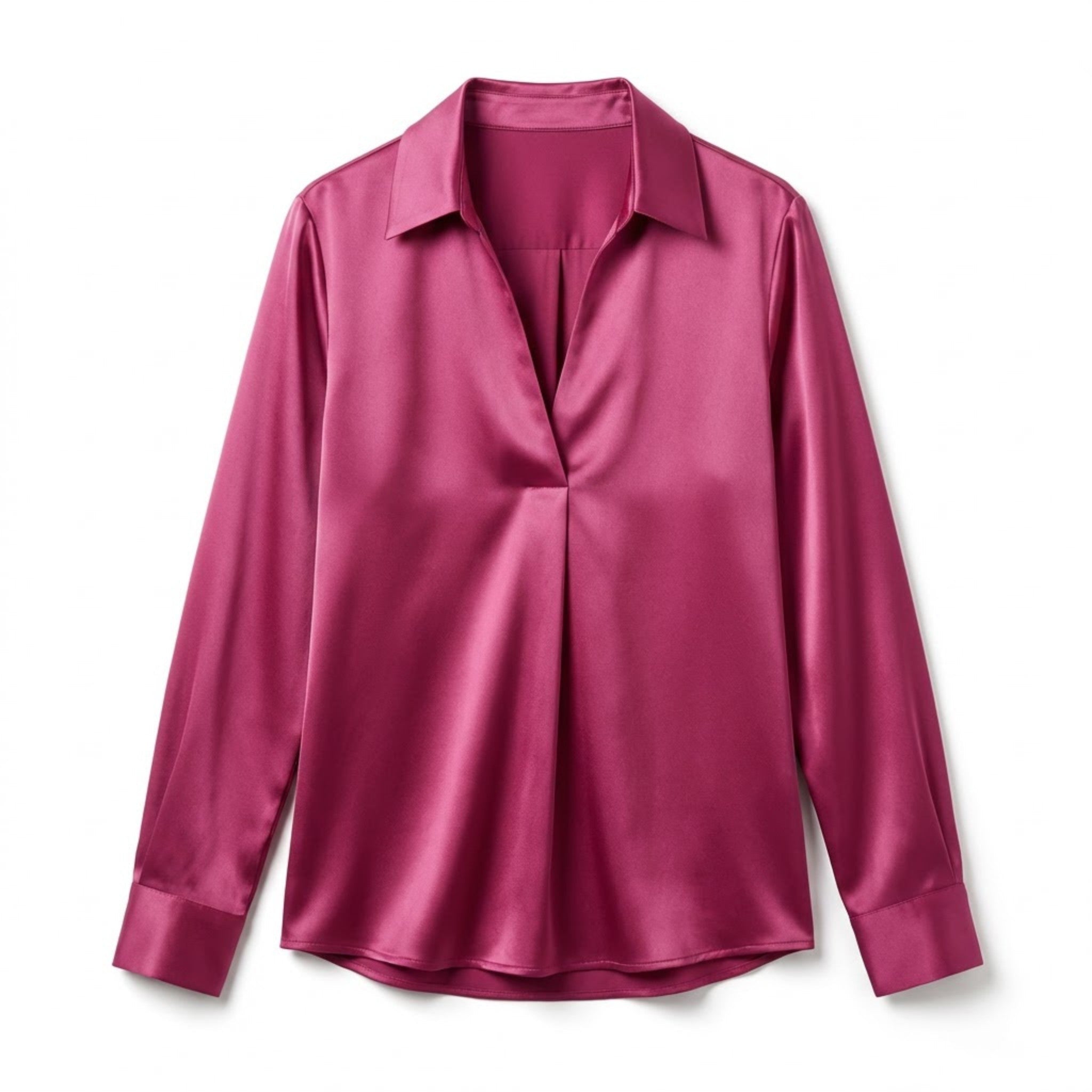 Women's Luxurious Satin Blouse | Elegant Long Sleeve Top with V-Neck Design 13