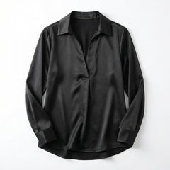 Women's Luxurious Satin Blouse | Elegant Long Sleeve Top with V-Neck Design 14