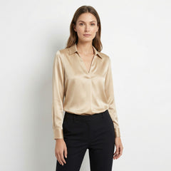 Women's Luxurious Satin Blouse | Elegant Long Sleeve Top with V-Neck Design 3