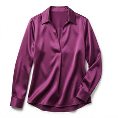 Women's Luxurious Satin Blouse | Elegant Long Sleeve Top with V-Neck Design 4